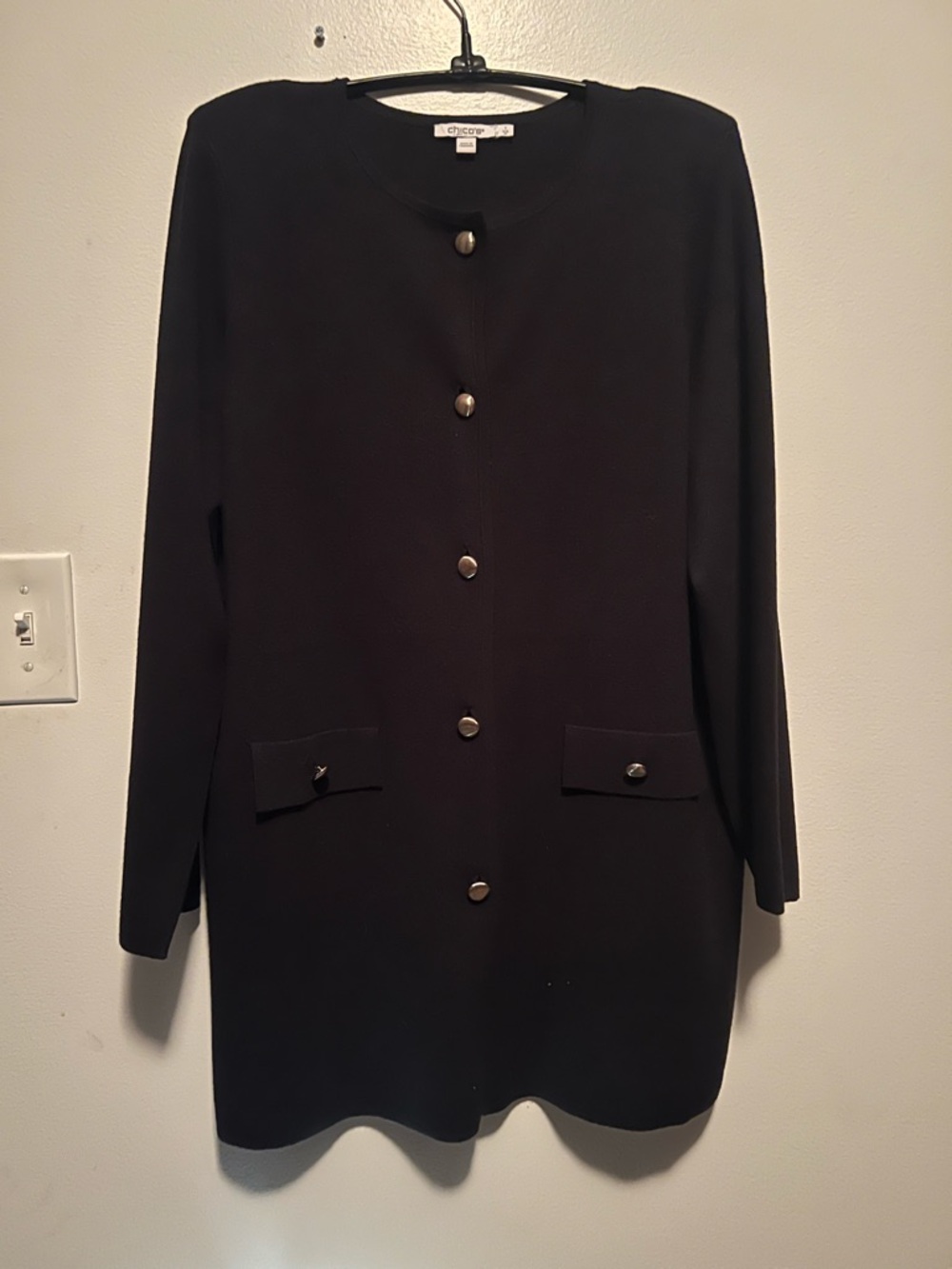 Chico's Black Long Button-Front Cardigan